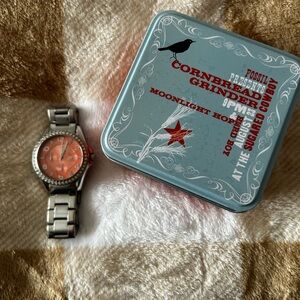 Fossil Silver and Red Bird Watch